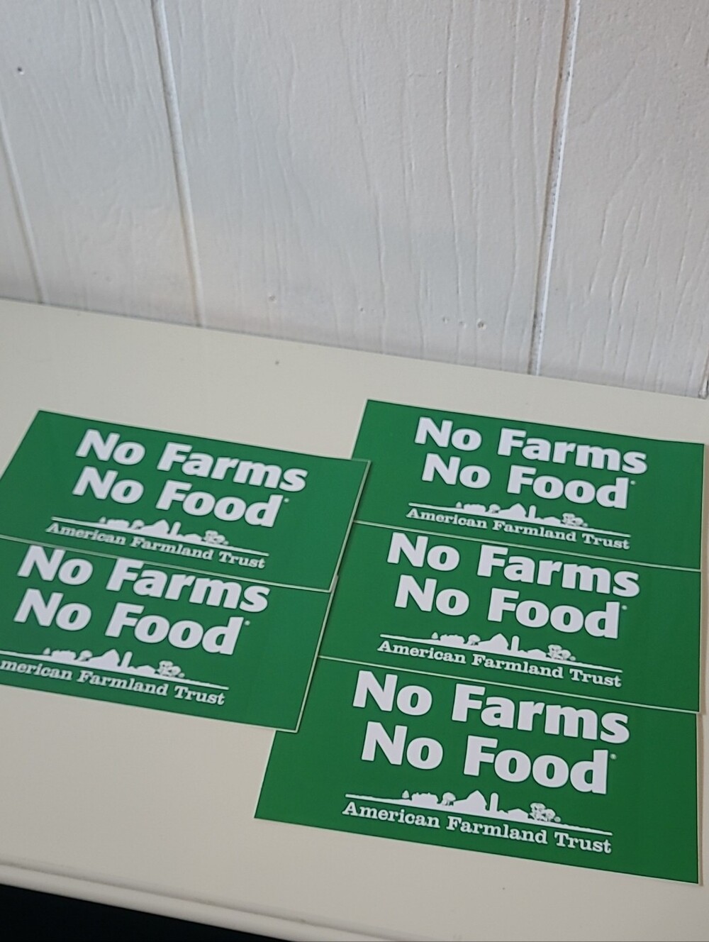 Green "No Farms No Food" Sticker Pack Lot Of 5 Bumper Stickers
